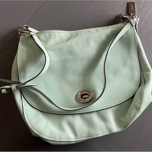 Coach leather hobo -light teal